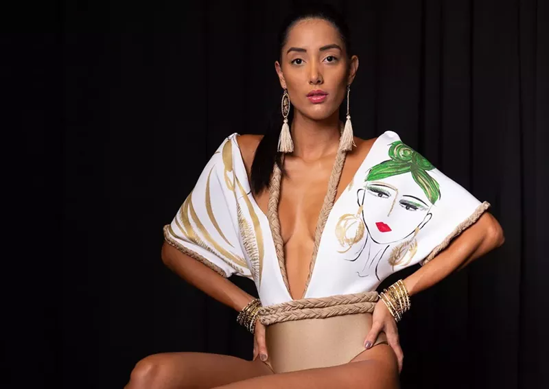Image: Local designer Elnaz Torabi blends art and fashion with hand-painted detail.