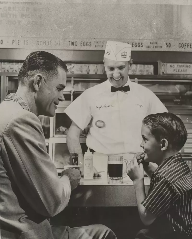 Image: A father and son at a Miami Royal Castle, circa 1957.