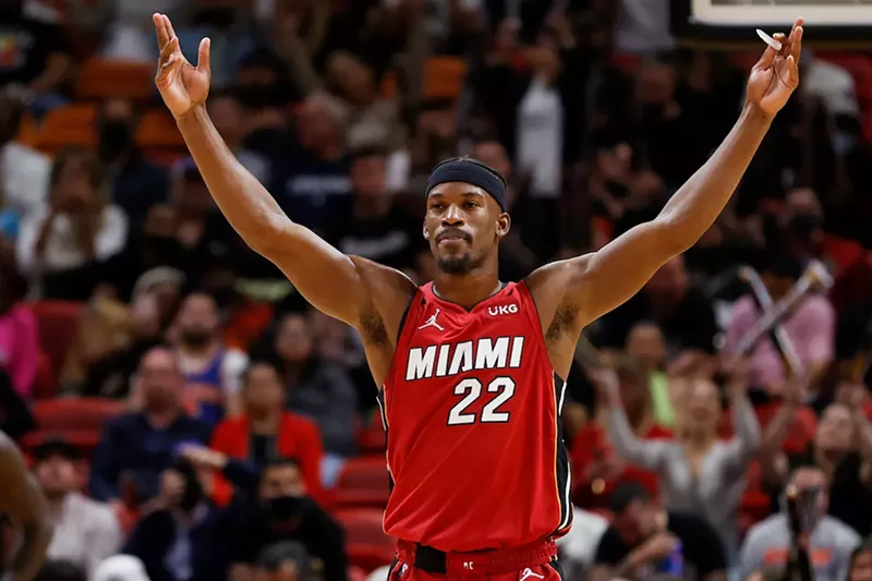 Image: Jimmy Butler during a game against the New York Knicks at FTX Arena on January 26, 2022