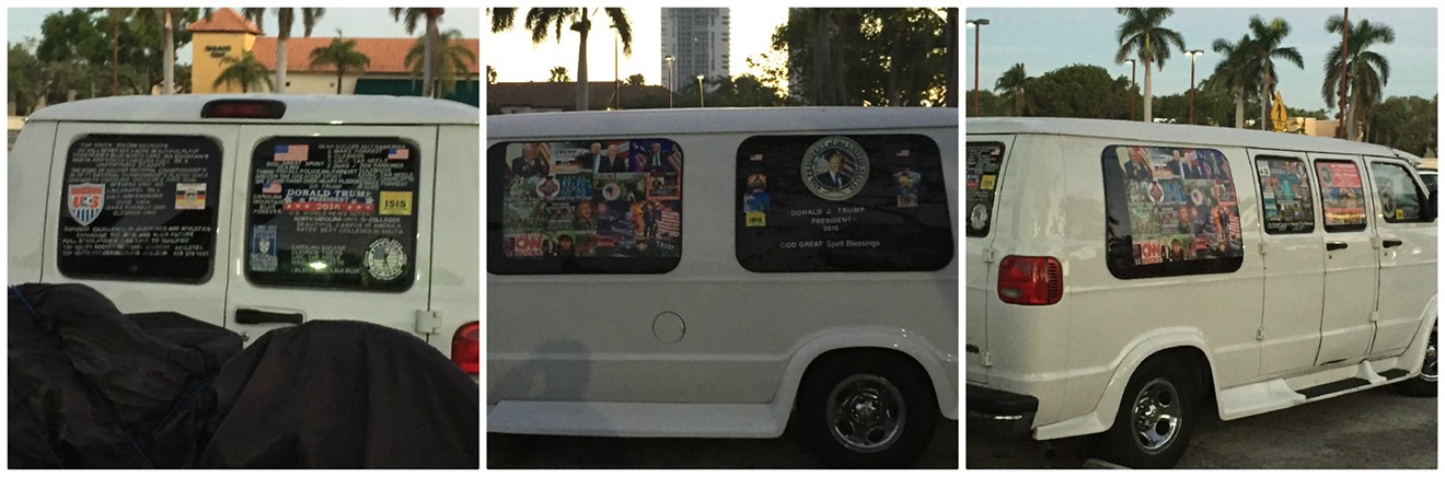 Cesar Sayoc, accused of sending bombs to Donald Trump's enemies, lived in this van covered in pro-Trump stickers.
