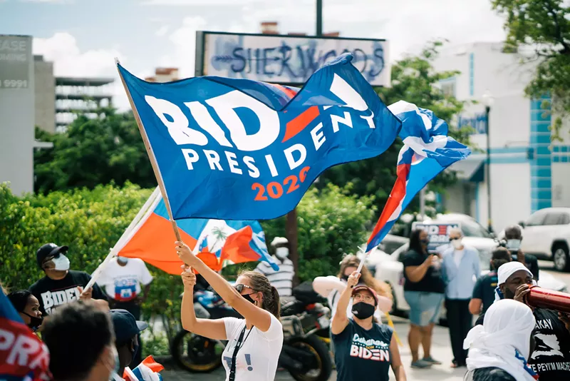 Image: Cubans for Biden and Haitians for Biden groups gathered in Little Haiti on October 18.
