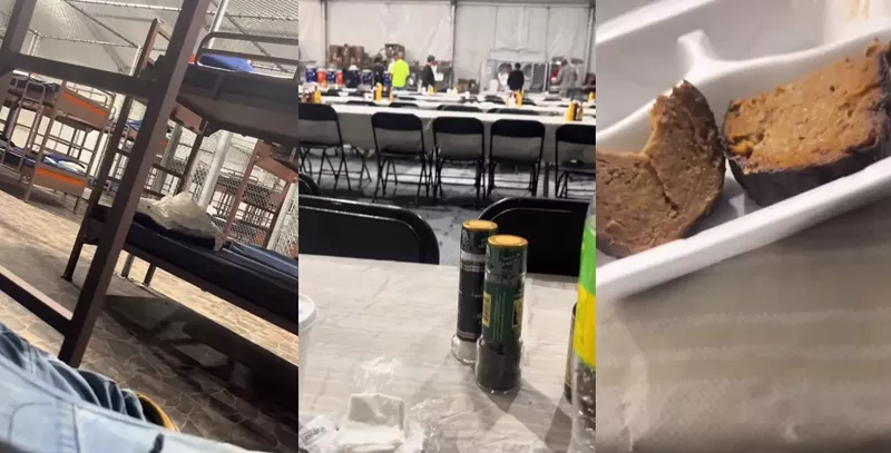 Image: Screenshots from TikTok videos showing various parts of Alligator Alcatraz.