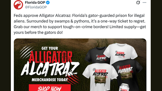 A screenshot of "Alligator Alcatraz" merch being sold by the Florida GOP.