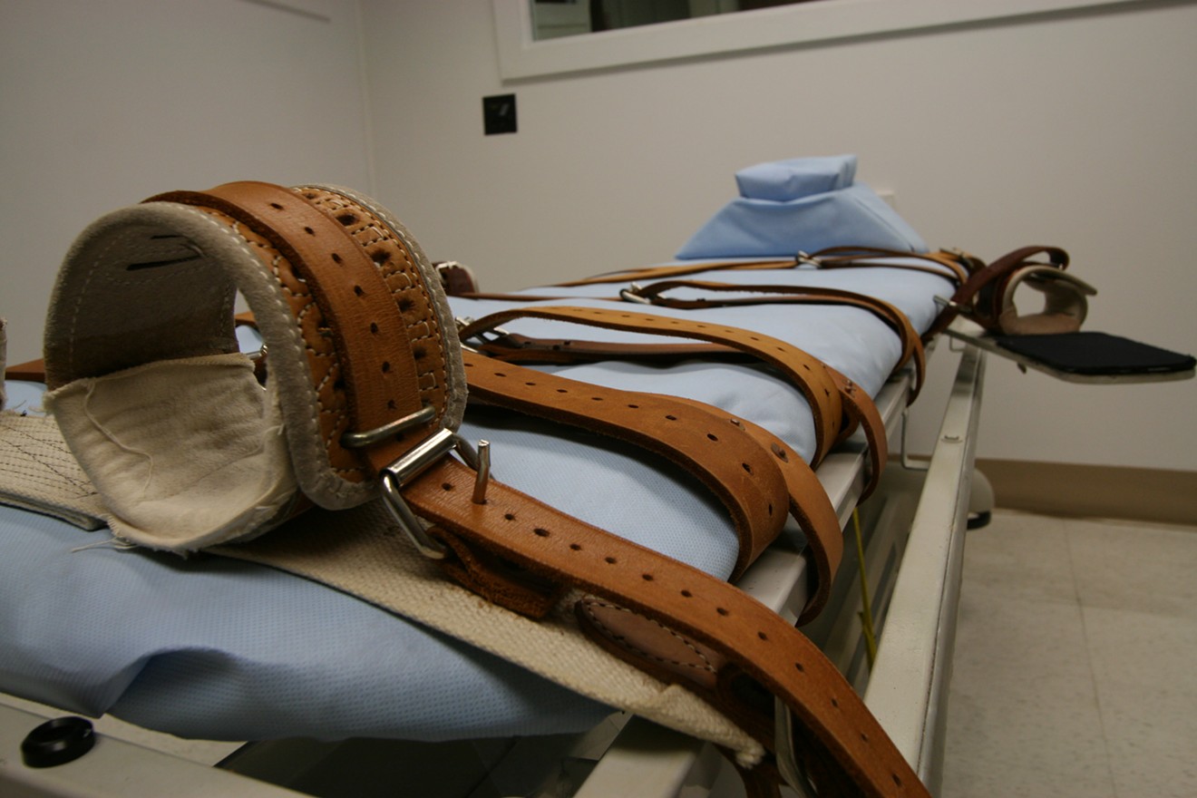 A gurney in the execution chamber at Florida State Prison in Raiford.