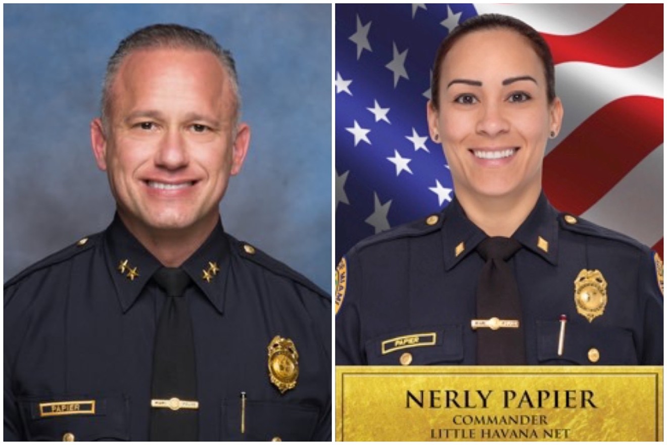 Miami Police Department Deputy Chief Ronald Papier (left) and his wife, Cmdr. Nerly Papier