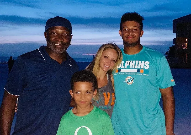 Image: O.J. McDuffie and family at the beach.