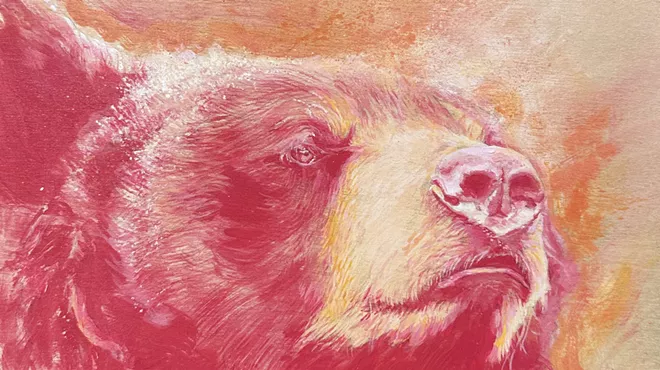 A painting of a black bear.