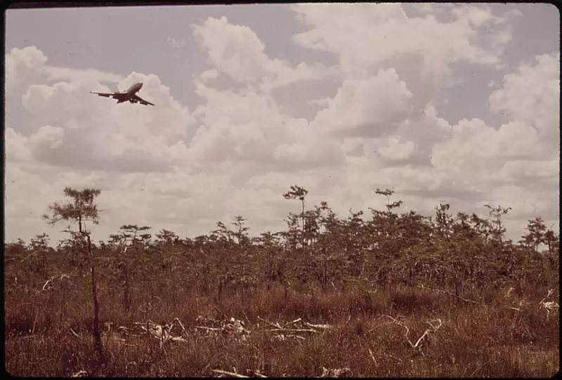 Image: A jet takes off from the Everglades in an old photo