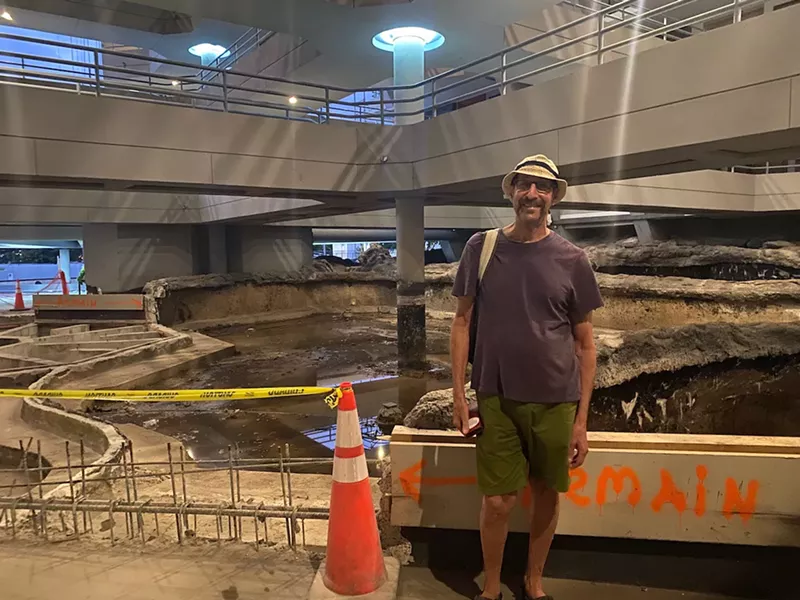 Image: Steve Leidner in what remains of the Hamilton's lobby.