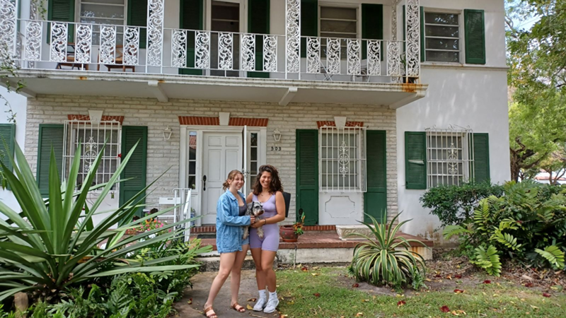 Faced with eviction, Miami locals Victoria Genendlis (left) and Elizabeth Peñas say it's time to leave the city where they grew up.