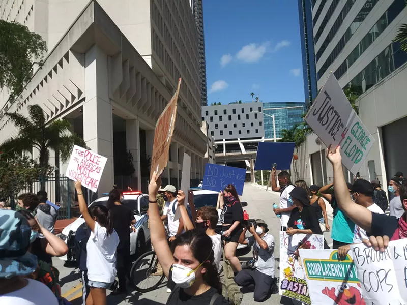 Image: A protest in downtown Miami condemning the killing of George Floyd.
