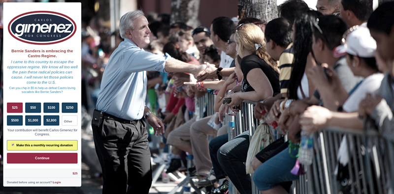 Image: A screenshot of an ad created by WinRed for Carlos Gimenez's congressional race.