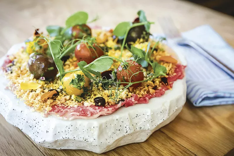 Image: Wagyu beef "milanesa" carpaccio. See more photos of Habitat at the 1 Hotel South Beach here.