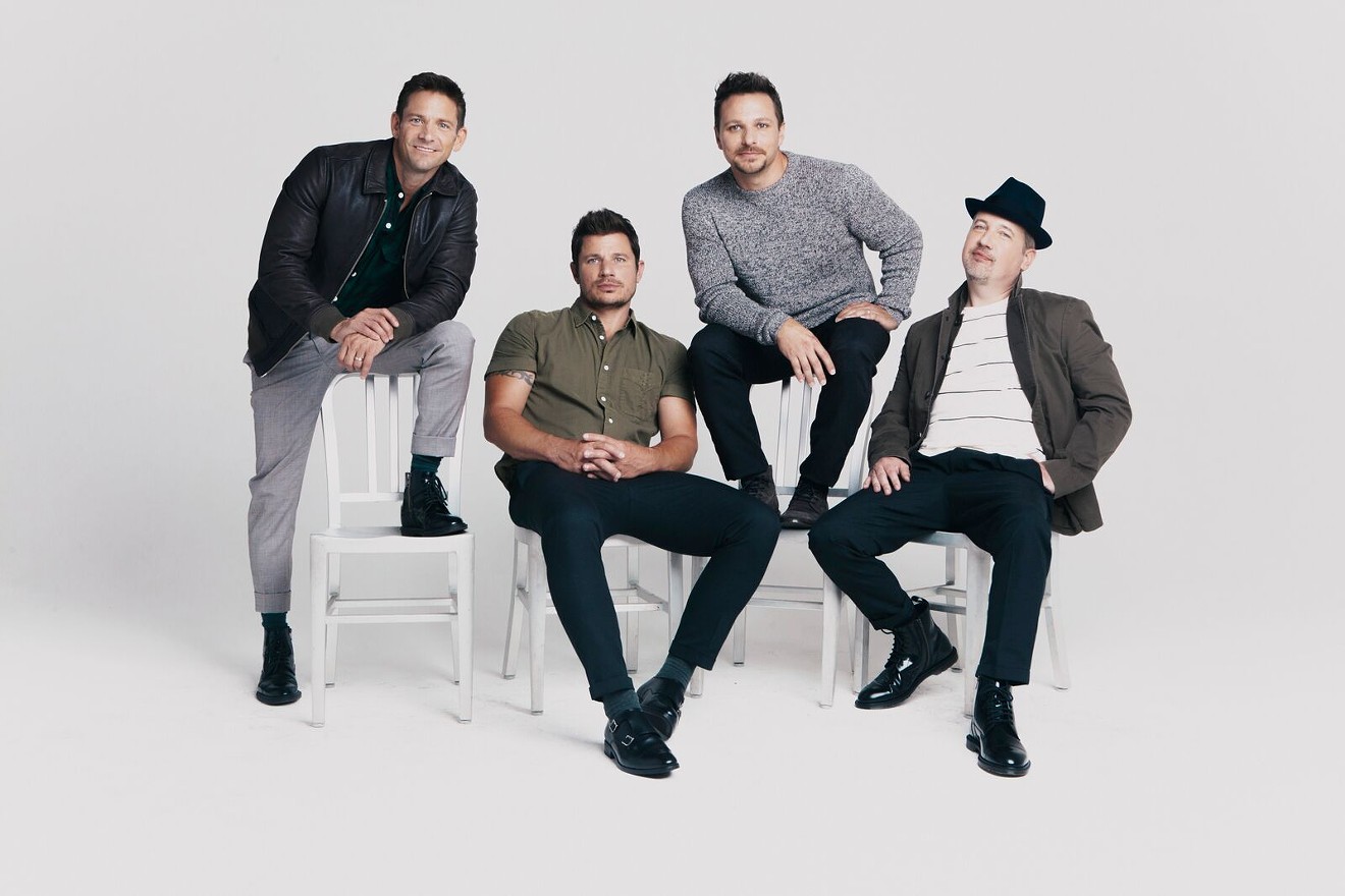 98 Degrees' Jeff Timmons (left), Nick Lachey, Drew Lachey, and Justin Jeffre
