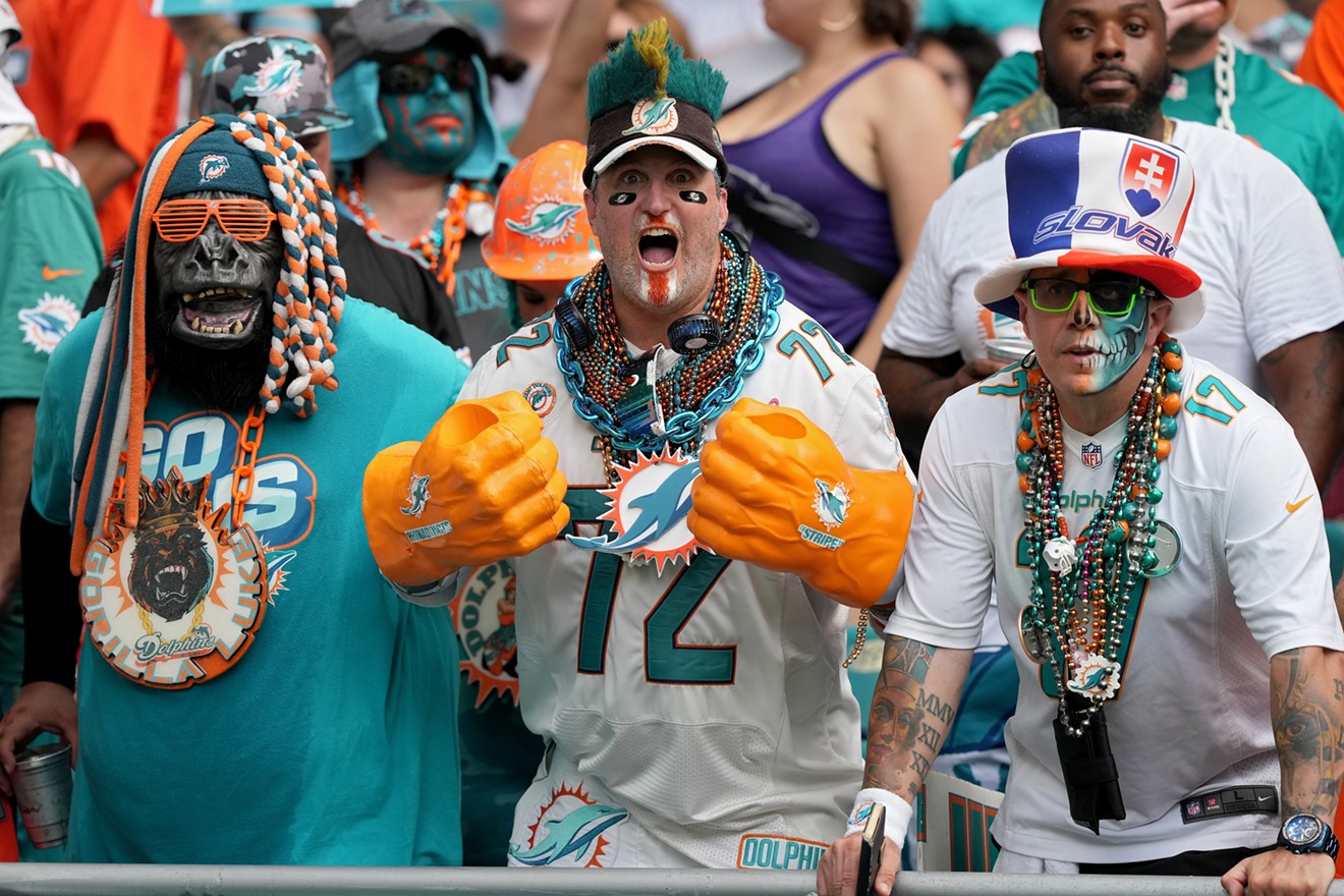 Fans cheer on the Dolphins during their game against the Houston Texans at Hard Rock Stadium in November 2022.
