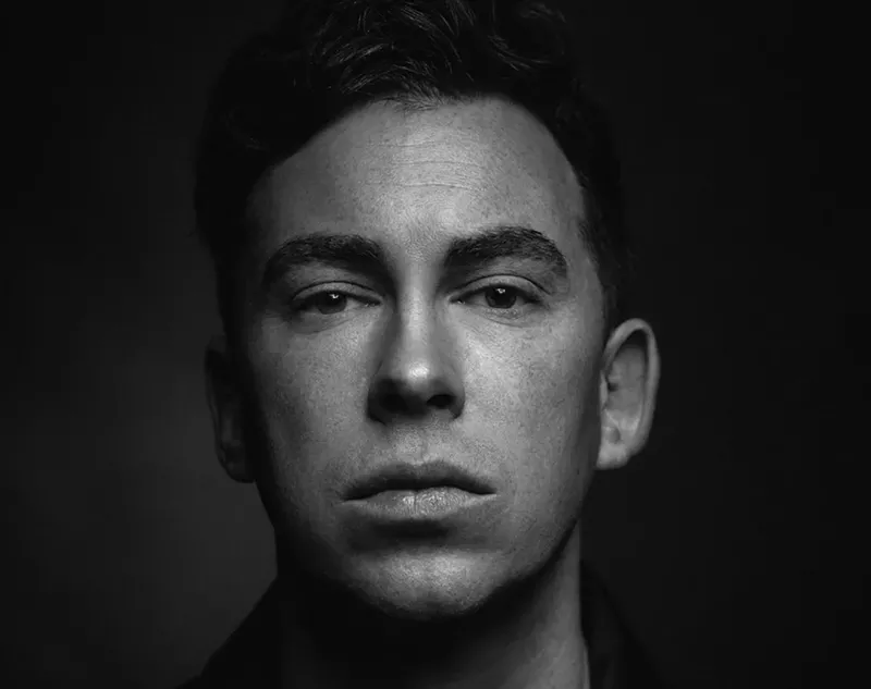 Image: Black and white portrait of Dutch producer Hardwell