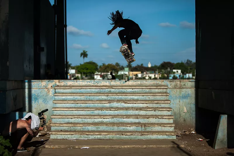 Image: Yohany "Mamerto" Pérez skateboards in Cuba.