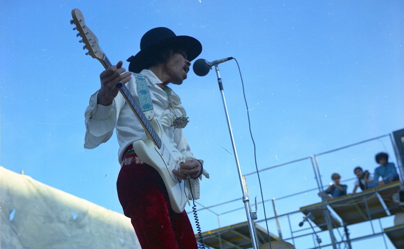 Jimi Hendrix performing at the Miami Pop Festival May 18, 1968.