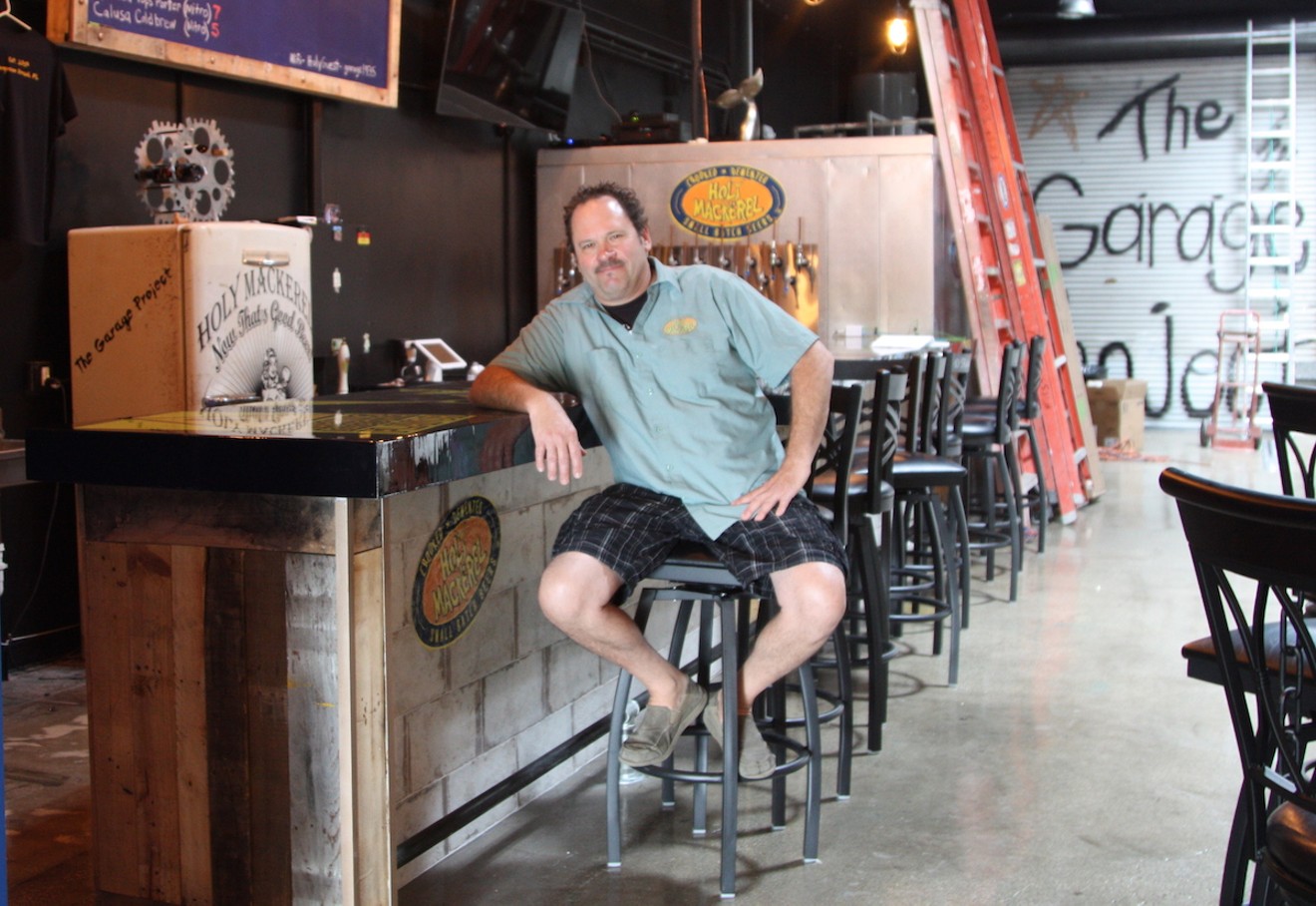 Founder and brewer Bobby Gordash at the newly opened Holy Mackerel Garage Project in Pompano Beach.