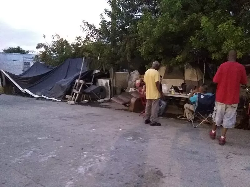 Image: An encampment for sex offenders on NW 48th Street in Brownsville.