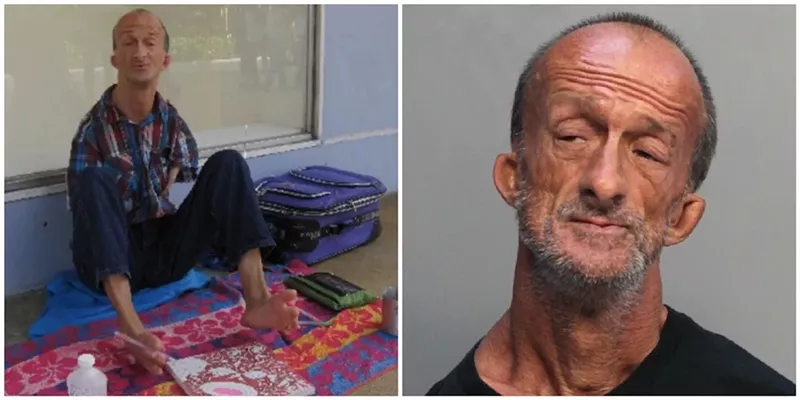 Image: Jonathan Crenshaw is a well-known homeless street artist in South Beach.
