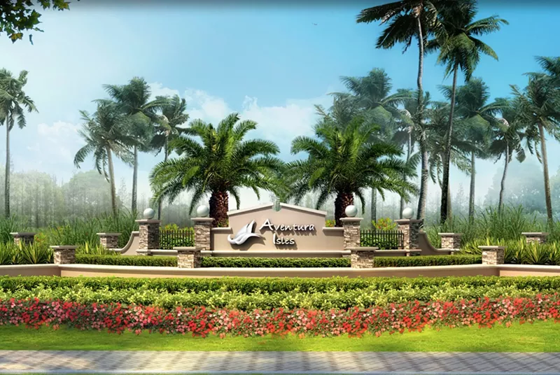 Image: An archived screenshot from the Aventura Isles website's homepage in 2016.