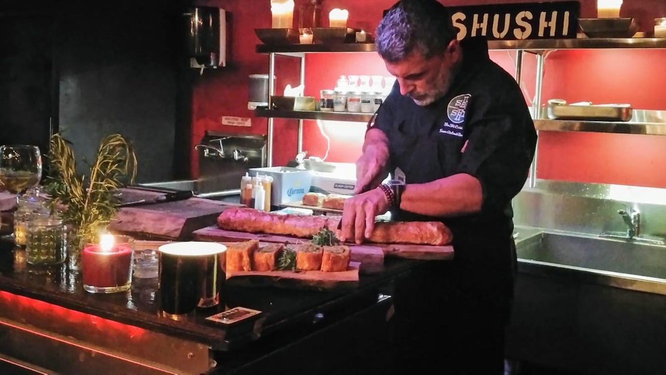 Chef Franco Antonio Blanco preparing "shushi" at House of Food Porn.