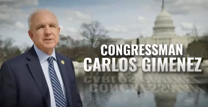 Image: Carlos Gimenez ad with him looking at the camera standing in front of the Capitol. It says "Congressman Carlos Gimenez."