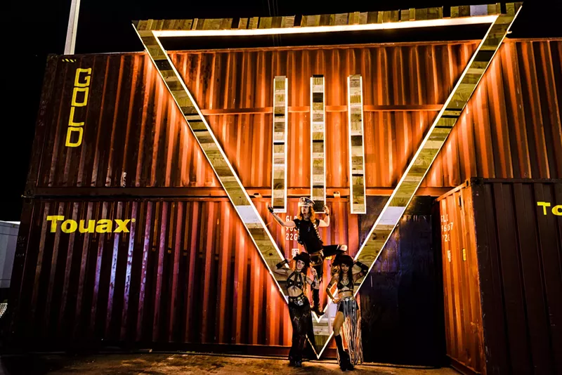 Image: The industrial-style entrance to III Points 2016 featured an arrangement of storage containers outside Mana Wynwood.