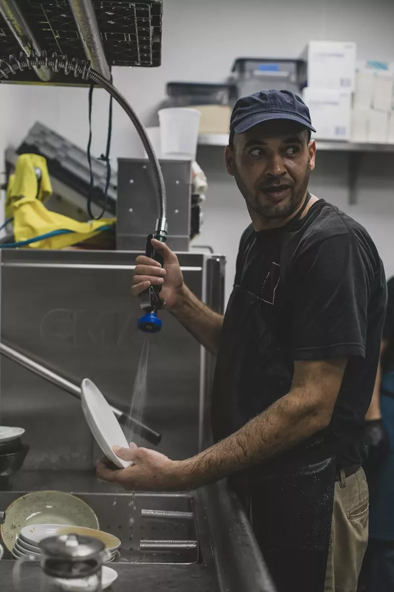 Image: Nemr Aljabra working the dish pit at No Name Chinese.