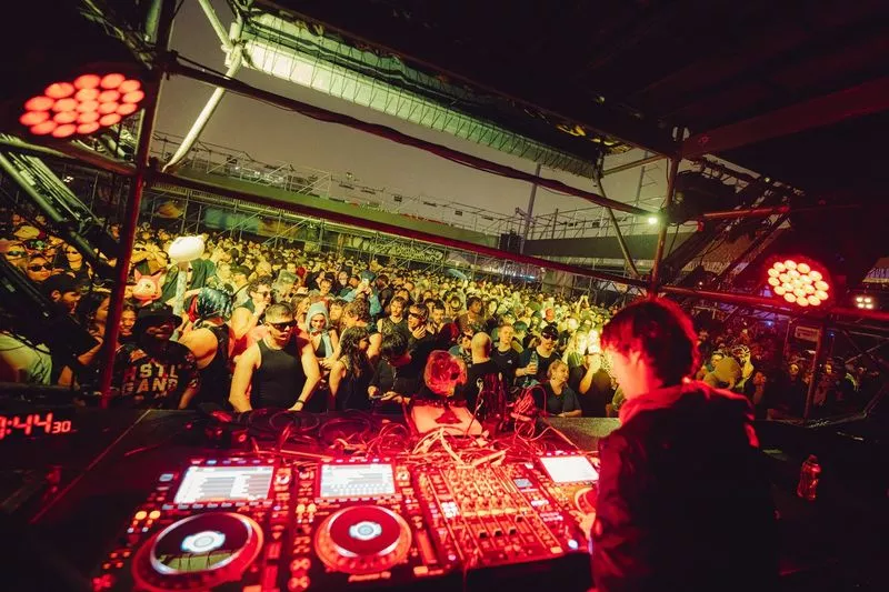 Image: Picture of a DJ in front of a crowd.