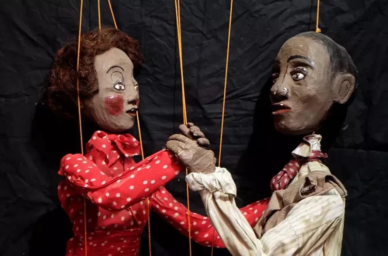 Image: Puppet maker Pandora Gastelum's Jazz Dancers depicts a New Orleans jazz tale.