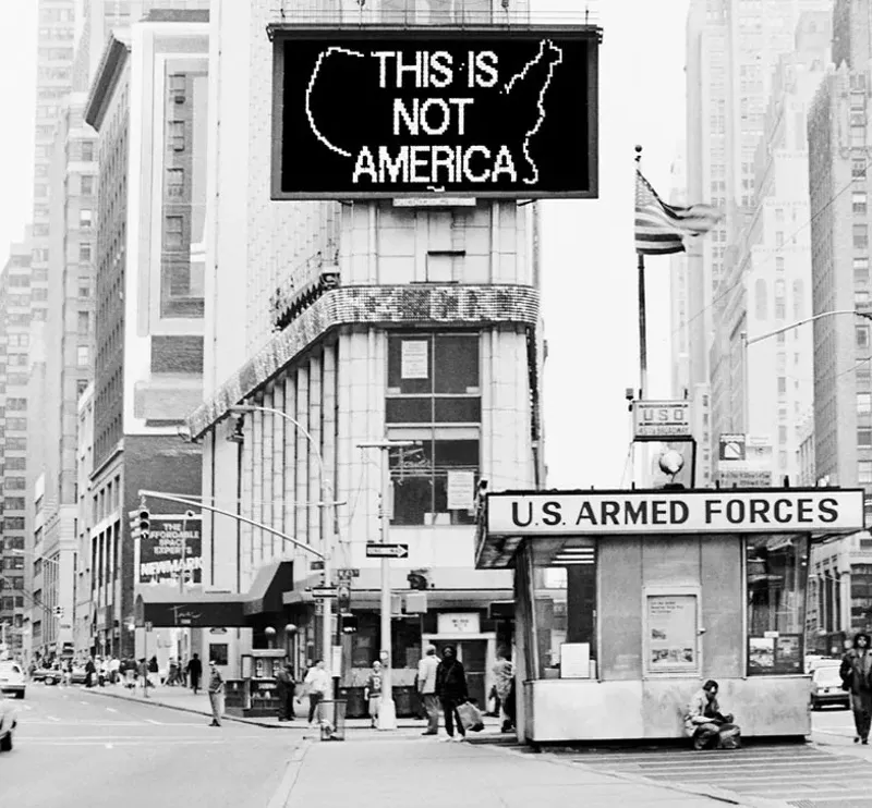Image: Alfredo Jaar's A Logo for America (1987)