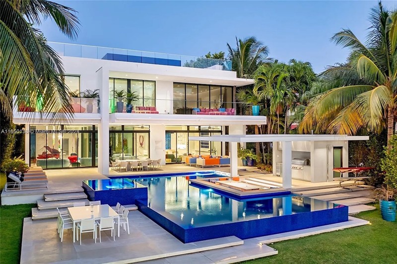 Listed for $39.5 million, the three-story Miami Beach mansion was designed by the same architect who created homes for Michael Jordan and Matt Damon.