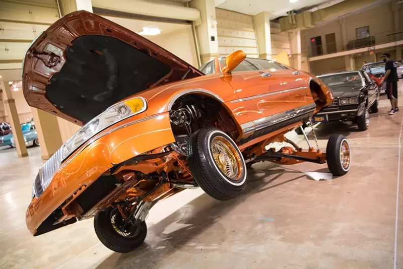 Image: A customized car on display at Lowrider magazine's event last month.