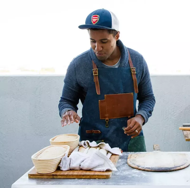 Image: Bryan Ford tending his dough.