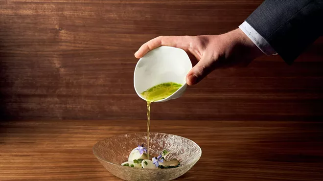 pouring olive oil