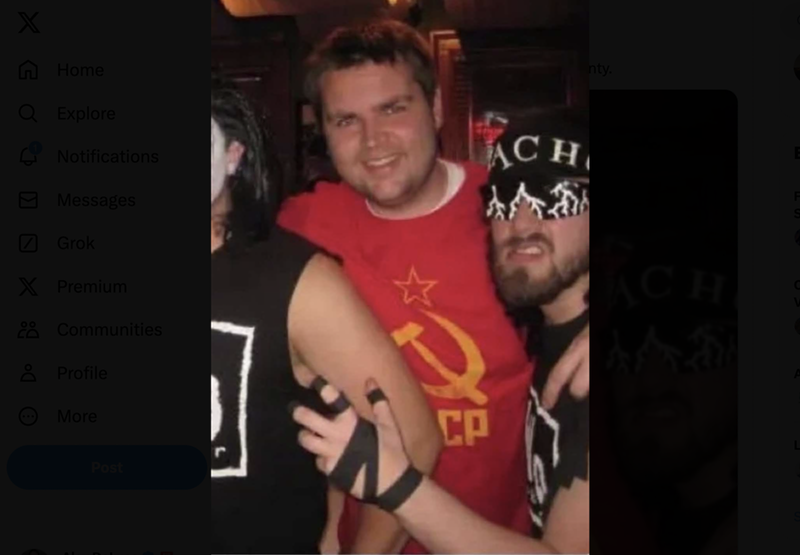 An old photo has resurfaced appearing to show Donald Trump's running mate J.D. Vance wearing a T-shirt featuring a Soviet hammer and sickle.