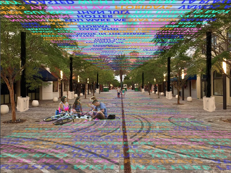 A rendering of Sun Stories, an installation by Jessy Nite set to take over Giralda Plaza in Coral Gables next week.