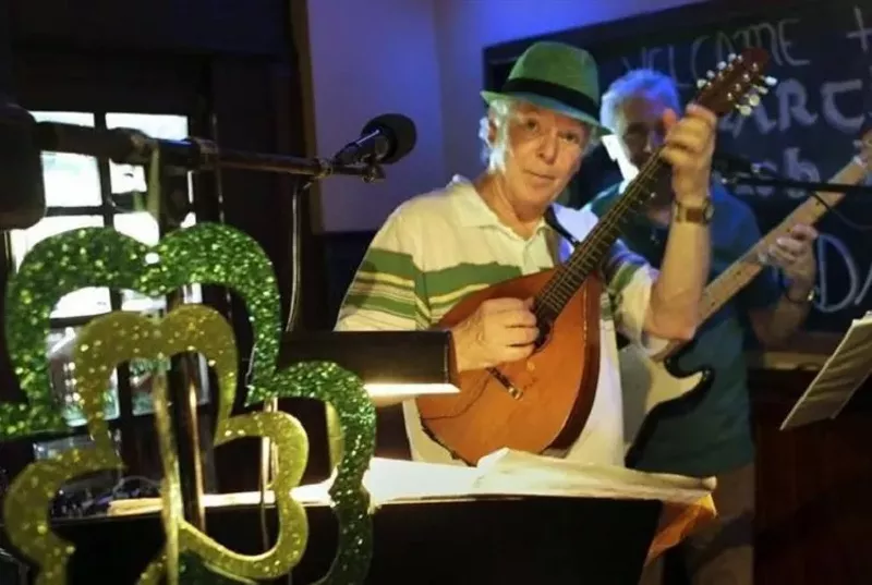 Image: Irish musicians and bagpipers were highlights of celebrations at John Martin's.