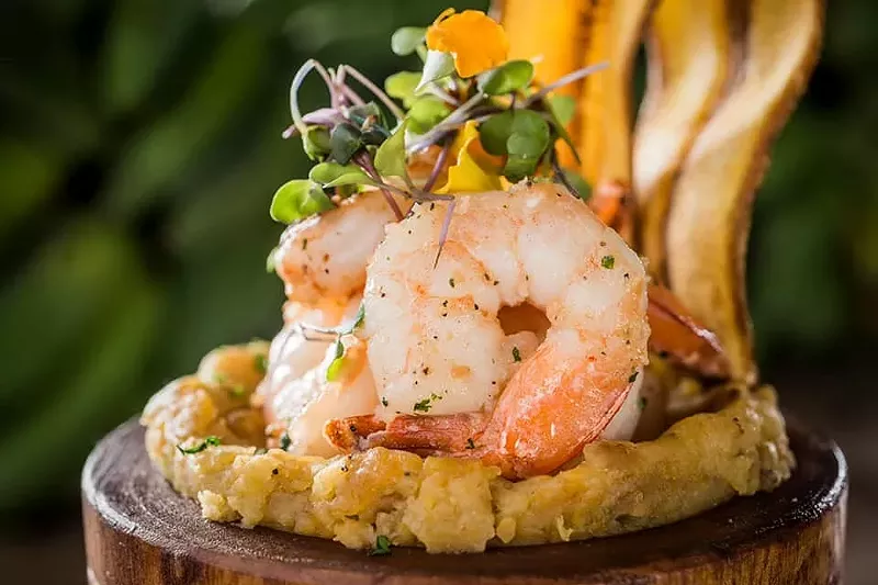 Image: Shrimp mofongo at 100 x 35 Cocina con Raíces