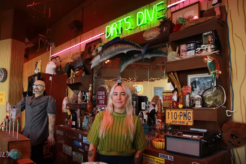 Image: Kelly Breez in front of her art installation, Dirt's Dive