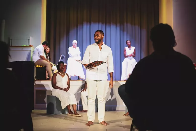 Image: Kunya Rowley is the artistic director of Hued Songs, which began after receiving initial funding from the Knight Foundation. In 2018, Hued Songs presented Spirituals & Òrì?às at the Overtown Performing Arts Center.