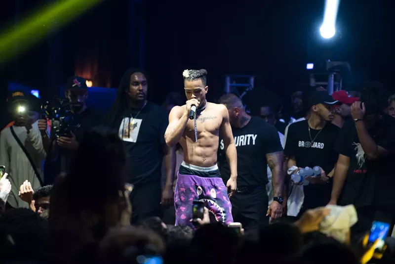 Image: XXXTentacion in concert at Club Cinema in Pompano Beach.