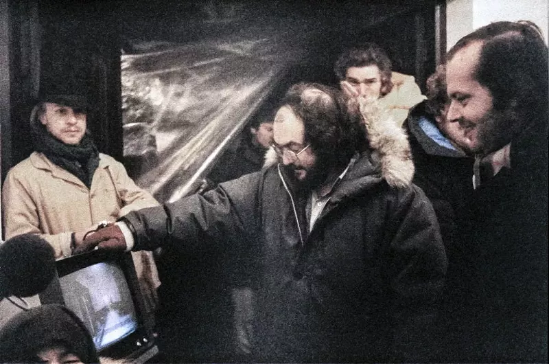 Image: Leon Vitali, Stanley Kubrick, and Jack Nicholson on the set of The Shining.