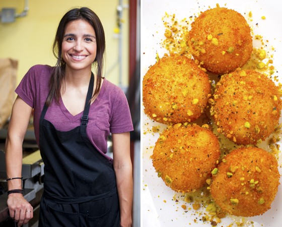Loba owner Jessica Sanchez and the restaurant's popular goat cheese balls.
