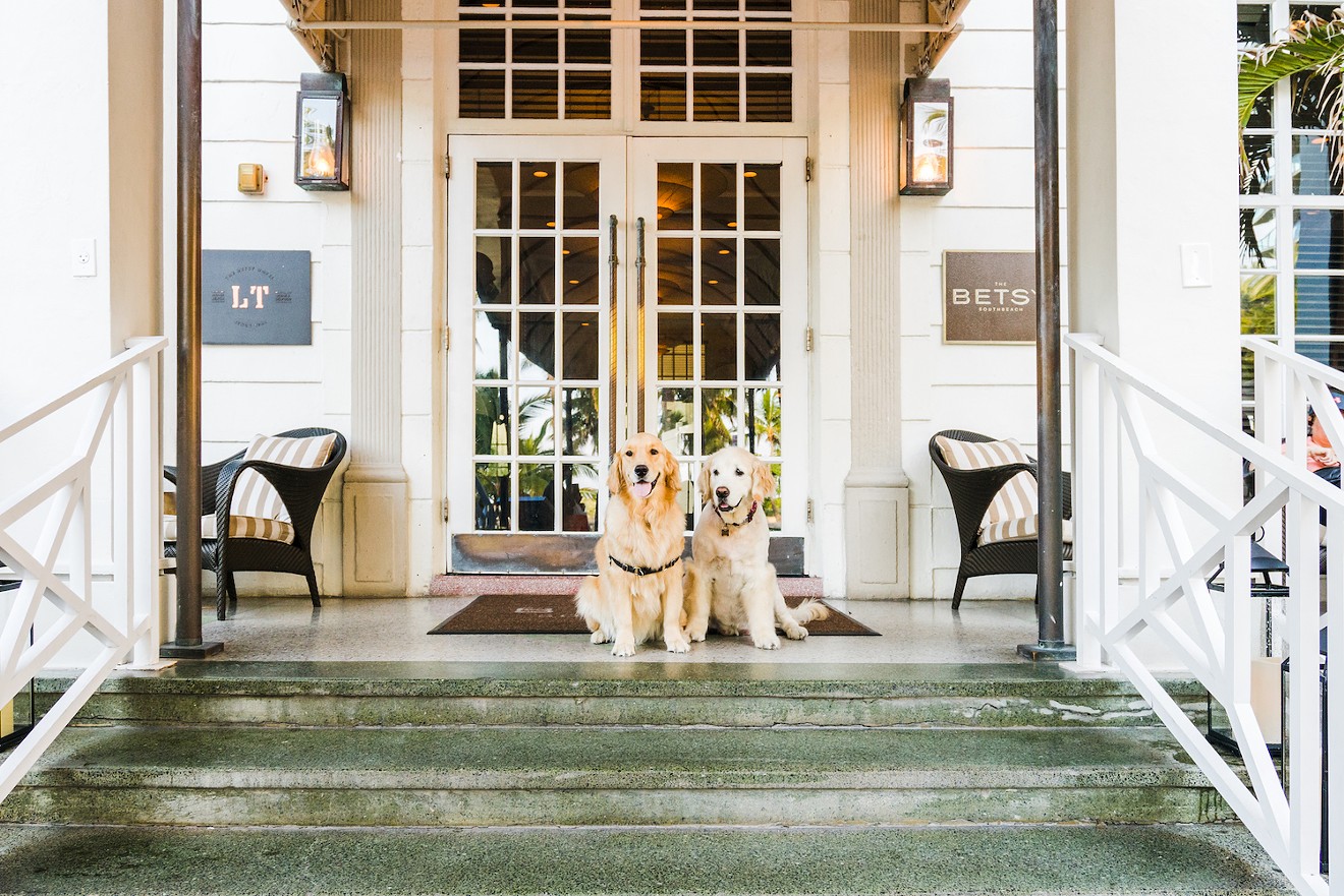 A beer dubbed Betsy Rosa is now available at the Betsy Hotel in honor of the hotel's canine executive officers, Betsy (left) and Katie.