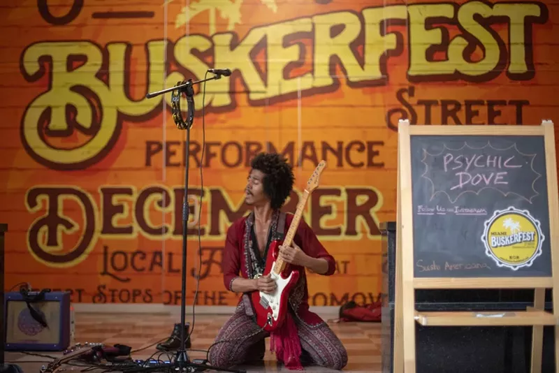 Image: Psychic Dove performs as part of Buskerfest, an organization supporting Make Music Miami.