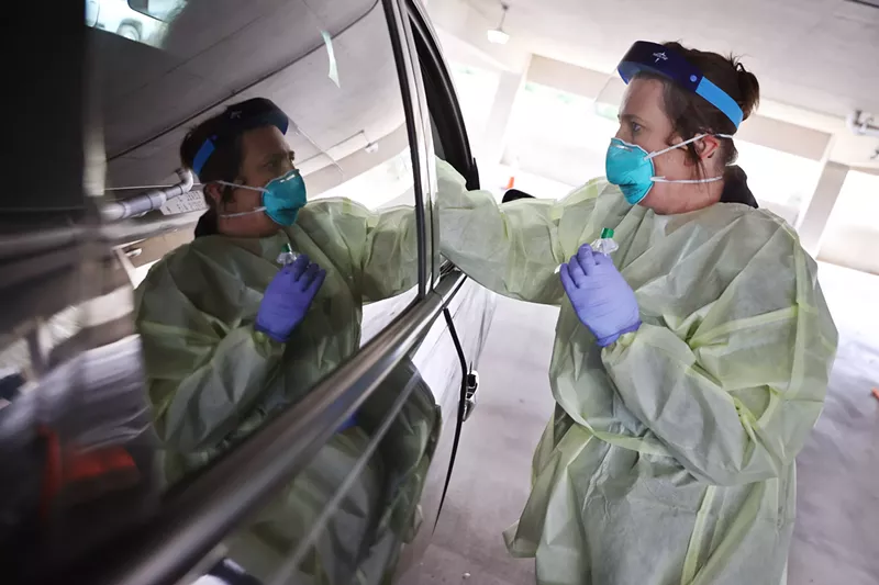Image: A similar drive-thru COVID-19 testing site in Maryland.