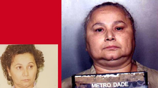 two mug shots of Griselda Blanco, one from Orange County in 1985, the other from Miami-Dade County from 1997